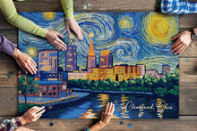 Load image into Gallery viewer, 1000 PIECE PUZZLE Cleveland, Ohio, Starry Night
