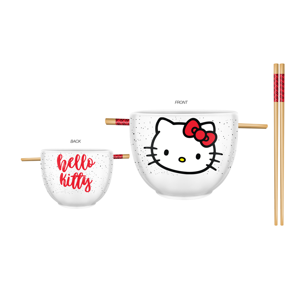 Hello Kitty Red Boxed 20oz. Ceramic Ramen Bowl w/ Chopsticks