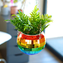Load image into Gallery viewer, Disco Ball Hanging Planter - Rainbow 6&quot;

