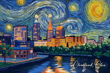 Load image into Gallery viewer, MATTED PRINTS Cleveland, Ohio, Starry Night: 8x10 Matted Art Print

