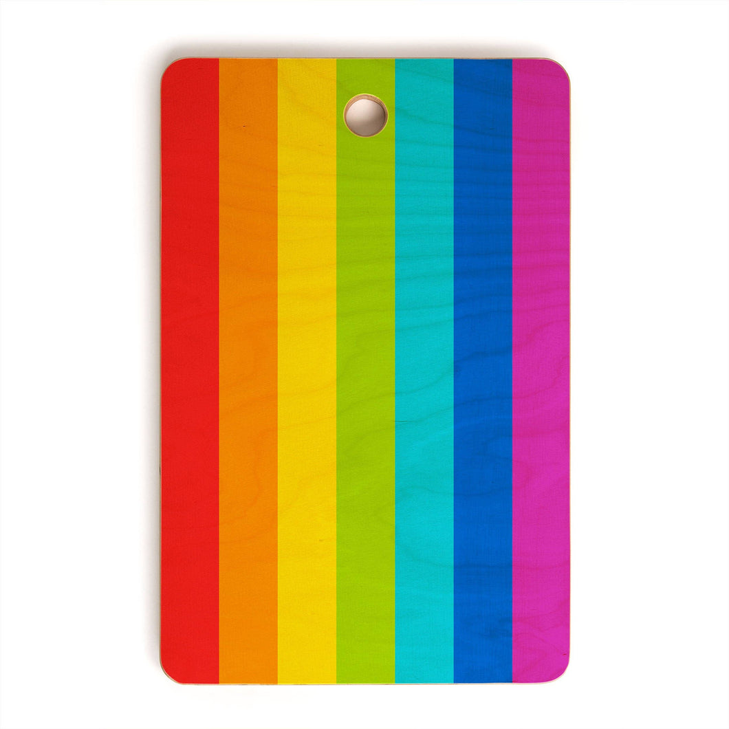 Avenie Bright Rainbow Stripes Cutting Board Rectangle