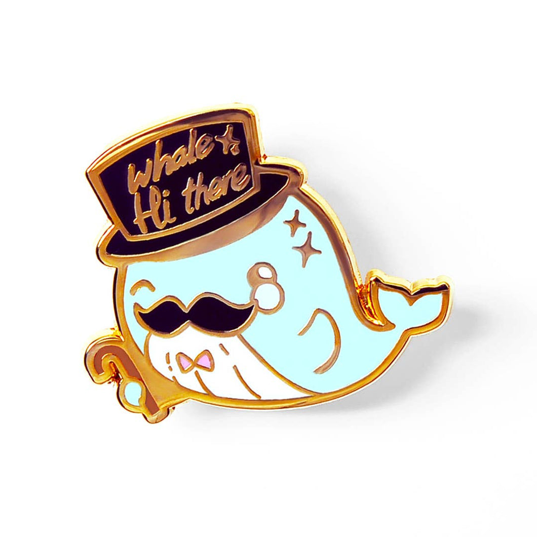 Whale Hi There Gentleman Whale Enamel Pin, father's day gift