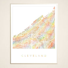 Load image into Gallery viewer, Cleveland Ohio Pride Rainbow Watercolor Map ART PRINT: 11 x 14
