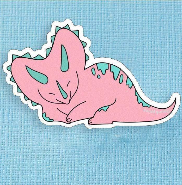 Pink and Green Triceratops Dinosaur Large Vinyl Sticker