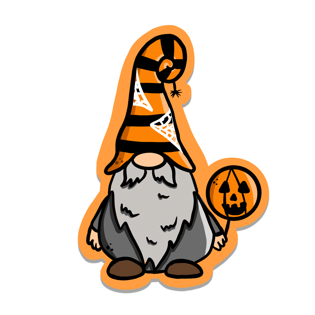 Halloween Pumpkin Gnome Vinyl Sticker | 3.5
