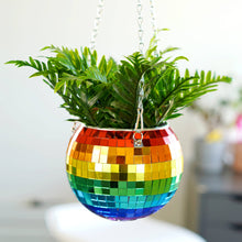 Load image into Gallery viewer, Disco Ball Hanging Planter - Rainbow 6&quot;
