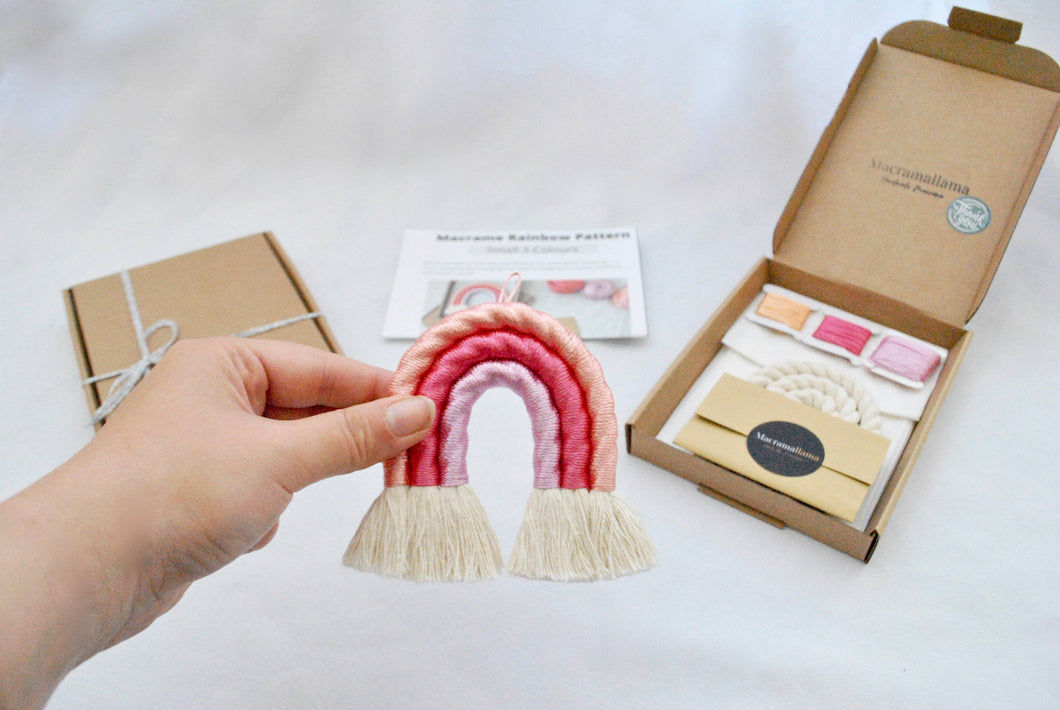 DIY Flamingo Pink Small Macrame Rainbow Craft Kit