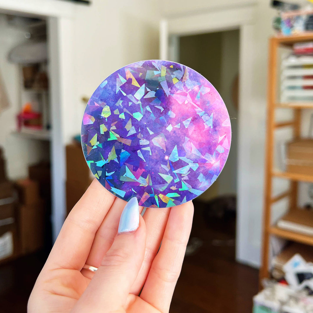 Holographic Cracked-Ice Moon Sticker
