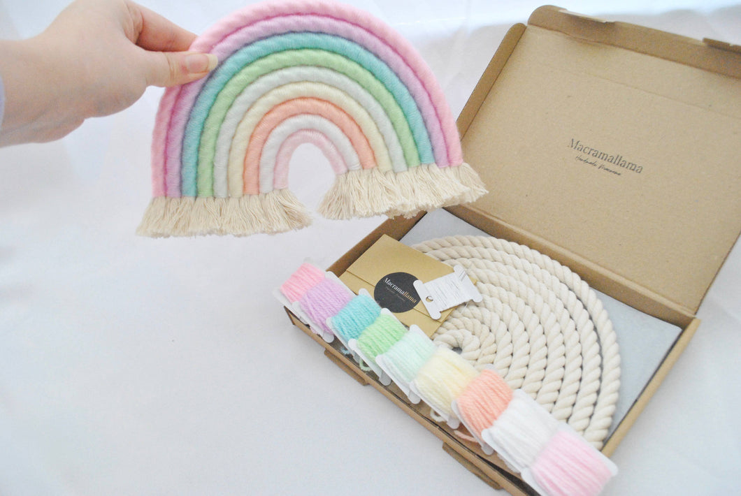 DIY Pastel Spring XL Macrame Rainbow Craft Kit Letterbox